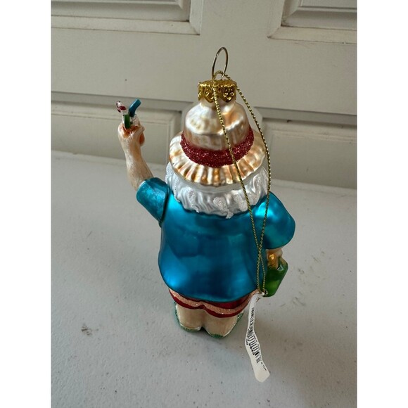 NWT Macy's Holiday Lane Glass Blown Hawaiian Vacation Santa Christmas Ornament - Picture 3 of 4